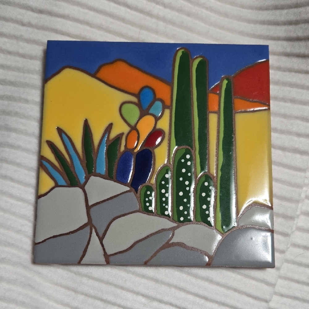 Artisian Hand Painted Desert Tile
